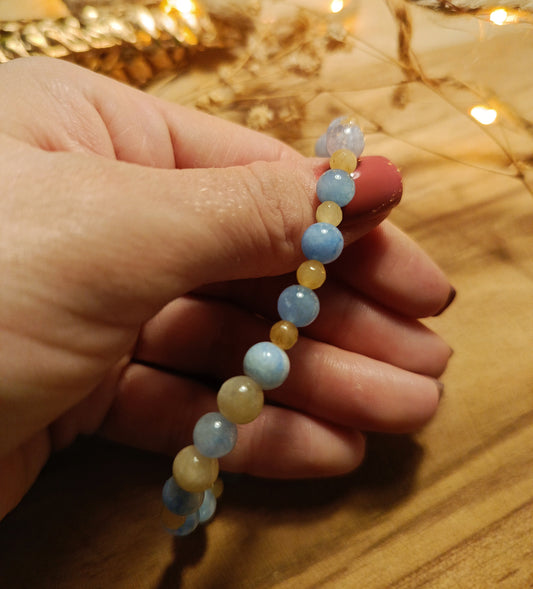 🌸 Bransoletka „Delikatność Świtu” – jadeit, morganit i approx🩵