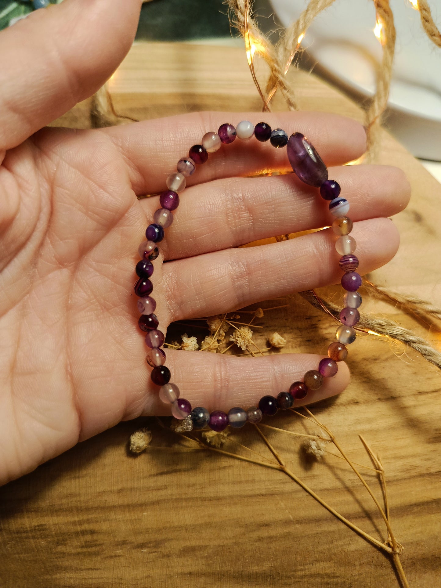 💜 Bransoletka "Fioletowa Harmonia" – Agat i Ametyst 🌙
