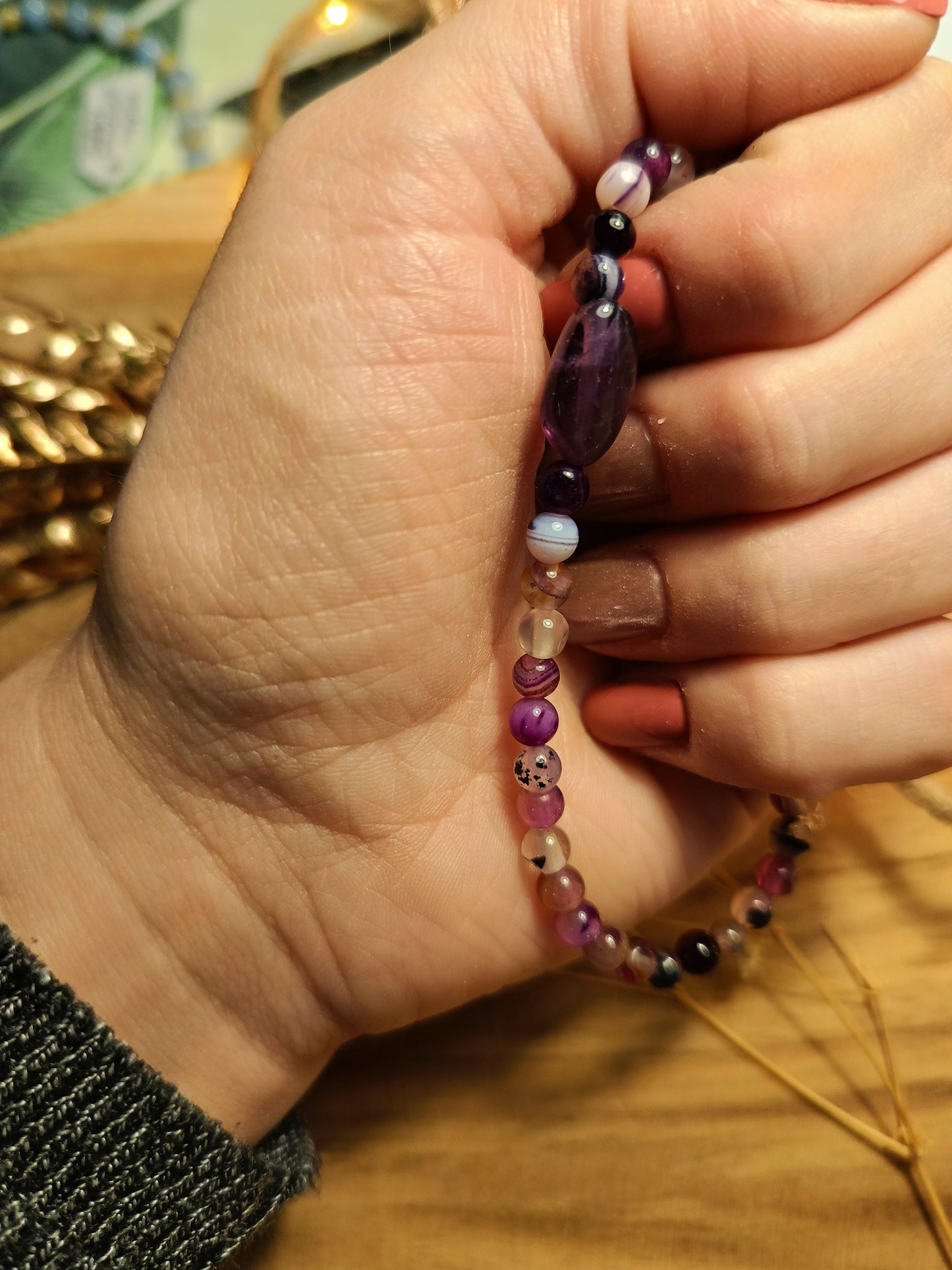 💜 Bransoletka "Fioletowa Harmonia" – Agat i Ametyst 🌙