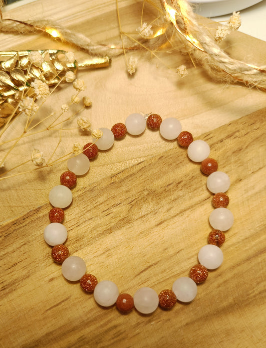 💛 Bransoletka "Ciepło Serca" – Kwarc Różowy i Piasek Pustyni 💛