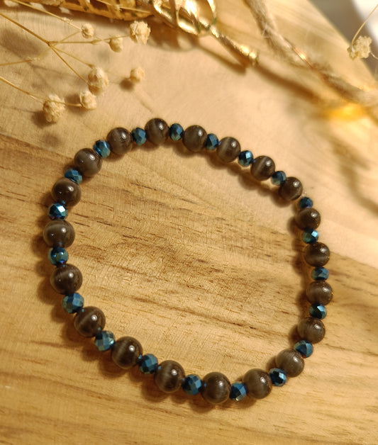 🖤 Bransoletka "Moc Intuicji" – Kocie Oko i Hematyt ✨