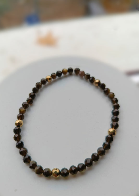 ⚫ Bransoletka „Czarna Tarcza” – obsydian & hematyt