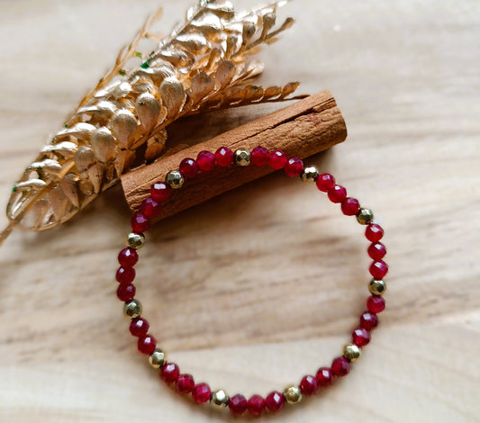 ❤️ Bransoletka „Siła i Pewność” – chalcedon czerwony i hematyt