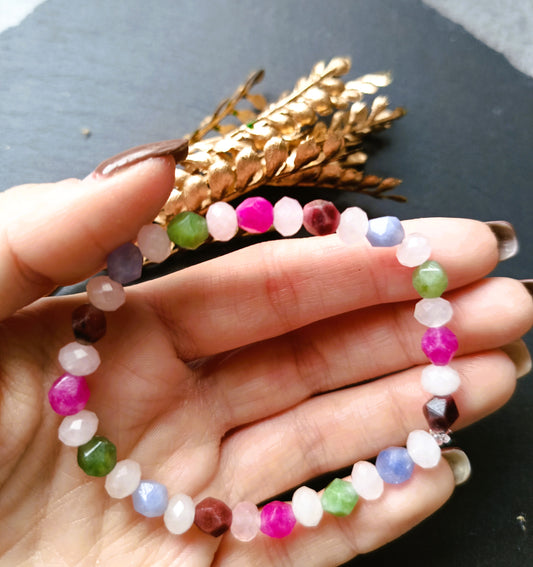 🌸 Bransoletka „Kolory Duszy” – turmalin i kwarc różowy