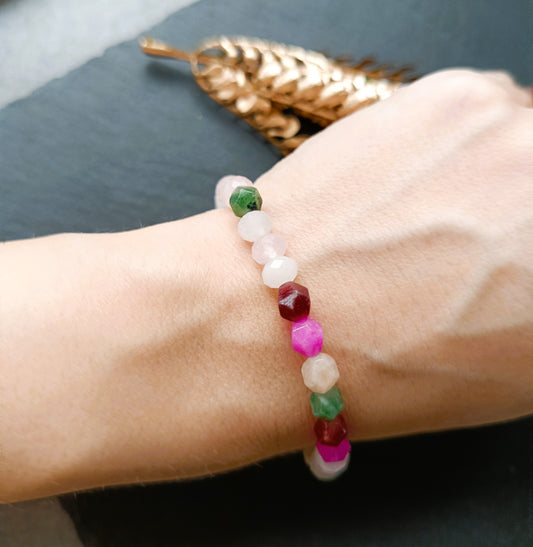 🌸 Bransoletka „Energia Równowagi” – turmalin i kwarc różowy