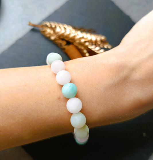 💎 Bransoletka „Pastelove Duo” – amazonit i kwarc