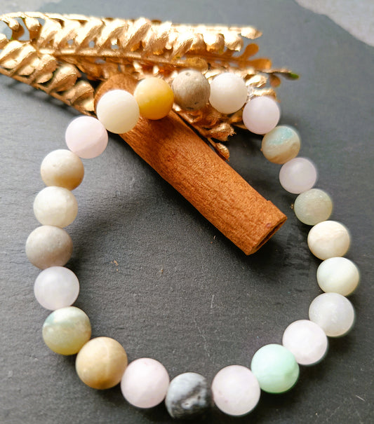🤍💚 Bransoletka „Pastelowa Harmonia” – kwarc różowy i amazonit