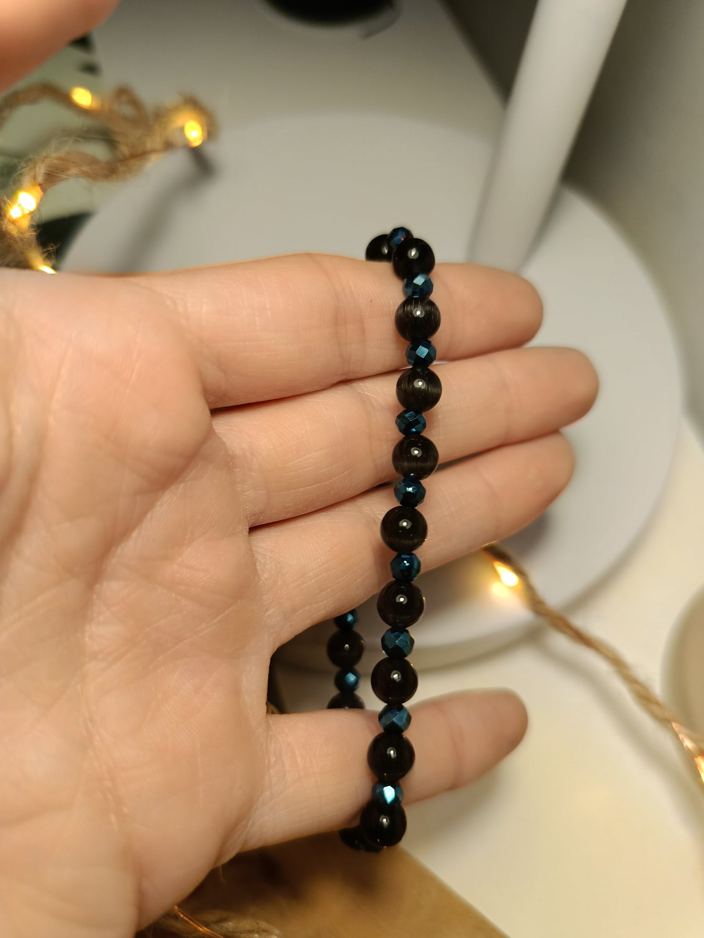🖤 Bransoletka "Moc Intuicji" – Kocie Oko i Hematyt ✨