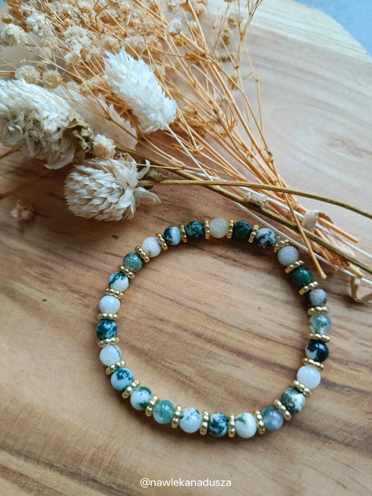 🌲 Bransoletka „Głębia Lasu” – Agat drzewny