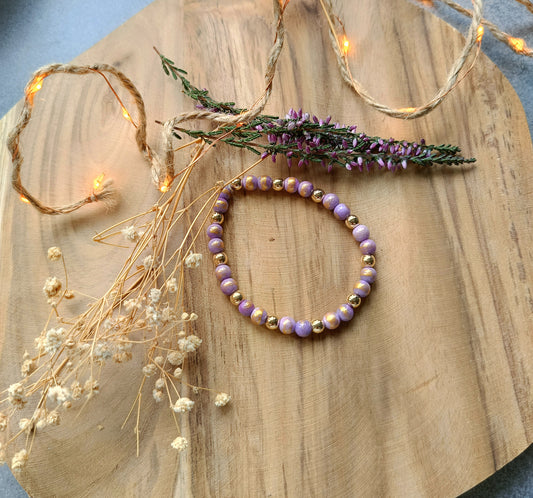 💜 Bransoletka „Fioletowa Aura Gold” – jadeit i hematyt