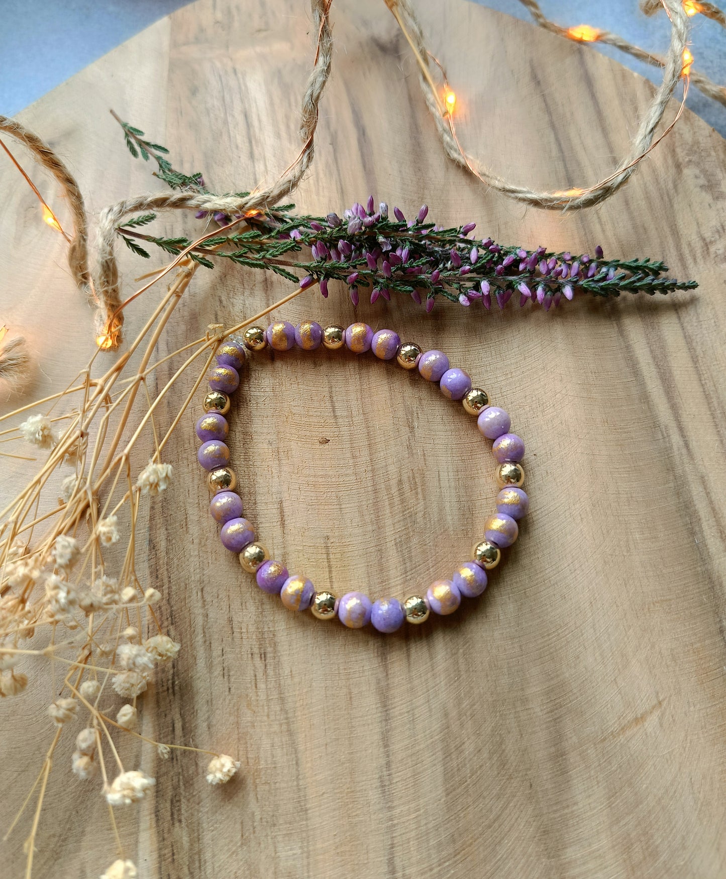 💜 Bransoletka „Fioletowa Aura Gold” – jadeit i hematyt