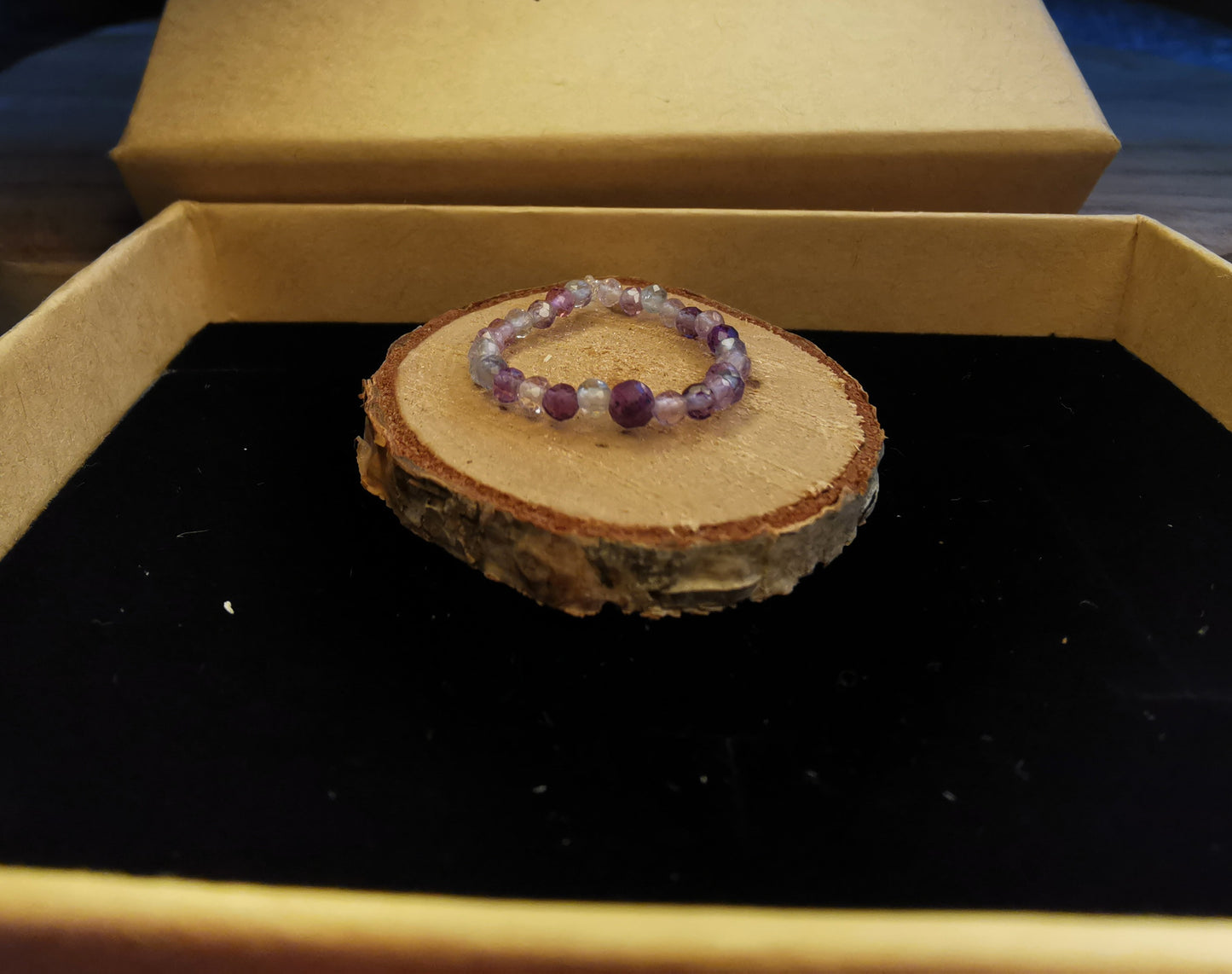 Pierścionek „Kolorowa Mgiełka” – Fluoryt • Rubin z Szafirem