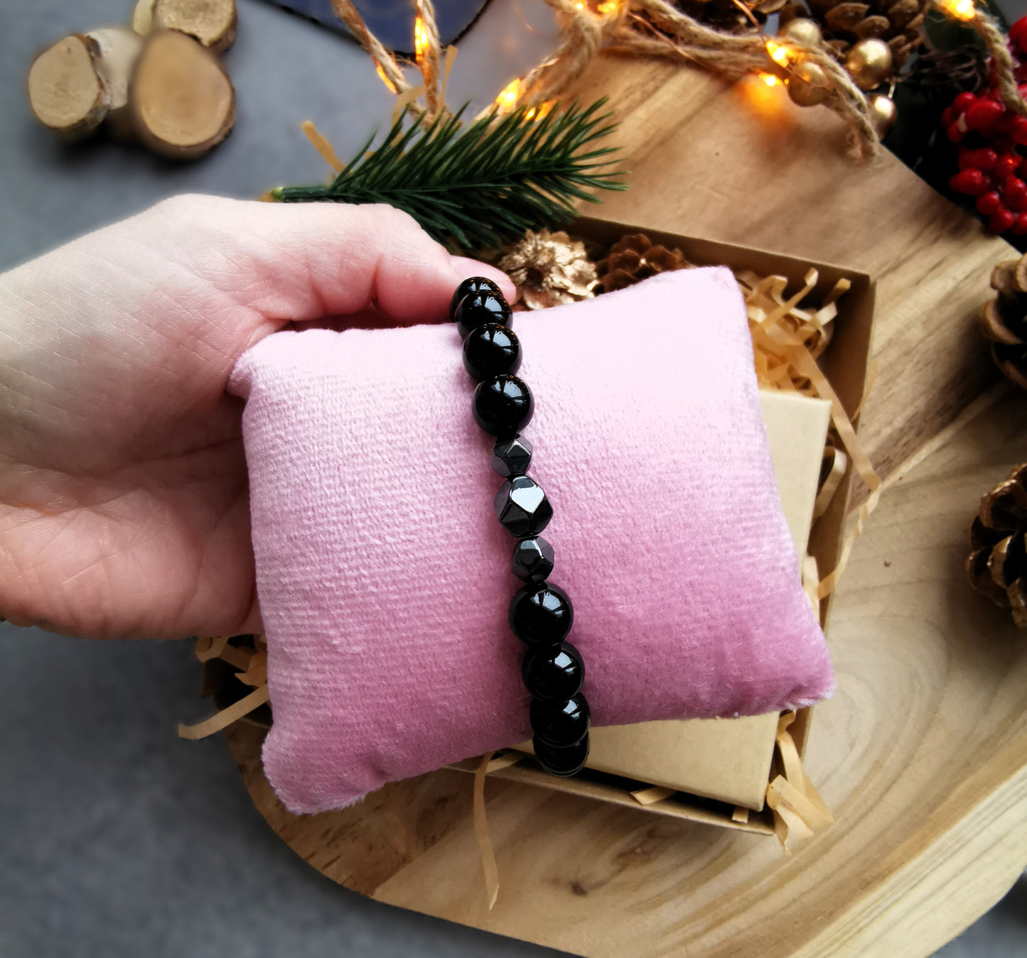 Męska bransoletka „Tourmaline Line” — turmalin • hematyt