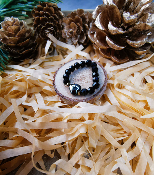 Pierścionek „Turmalinowy Minimalizm” – Turmalin • Hematyt