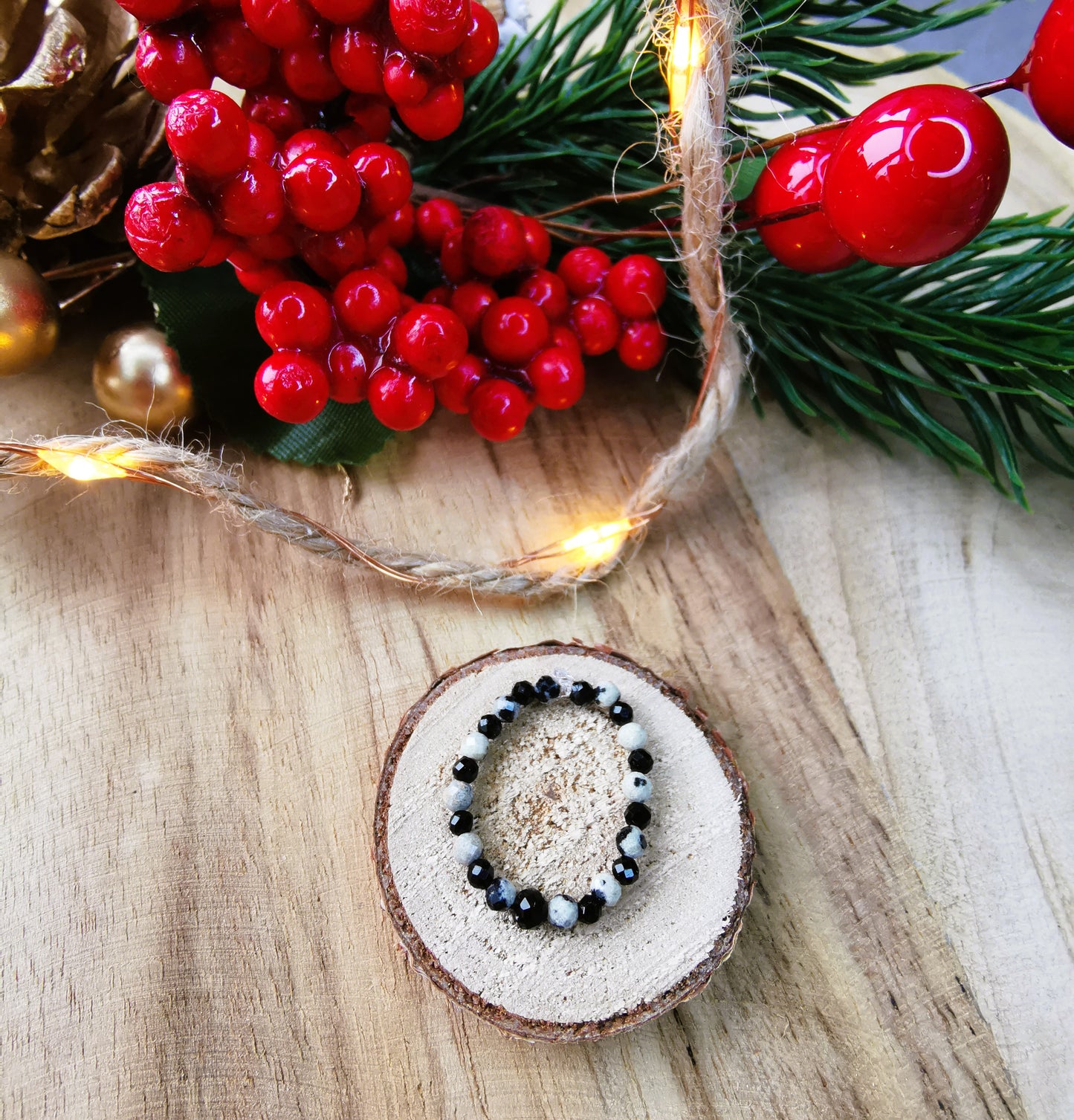 Pierścionek „Black Dalmatines” – Turmalin • Jaspis Dalmatyński