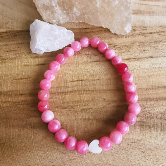 Bransoletka „Serce” rodochrozyt & masa perłowa