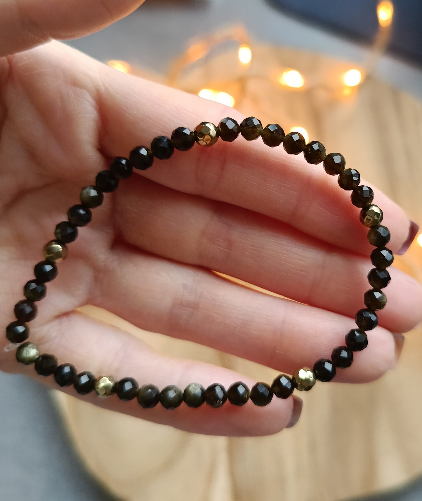 ⚫ Bransoletka „Czarna Tarcza” – obsydian & hematyt