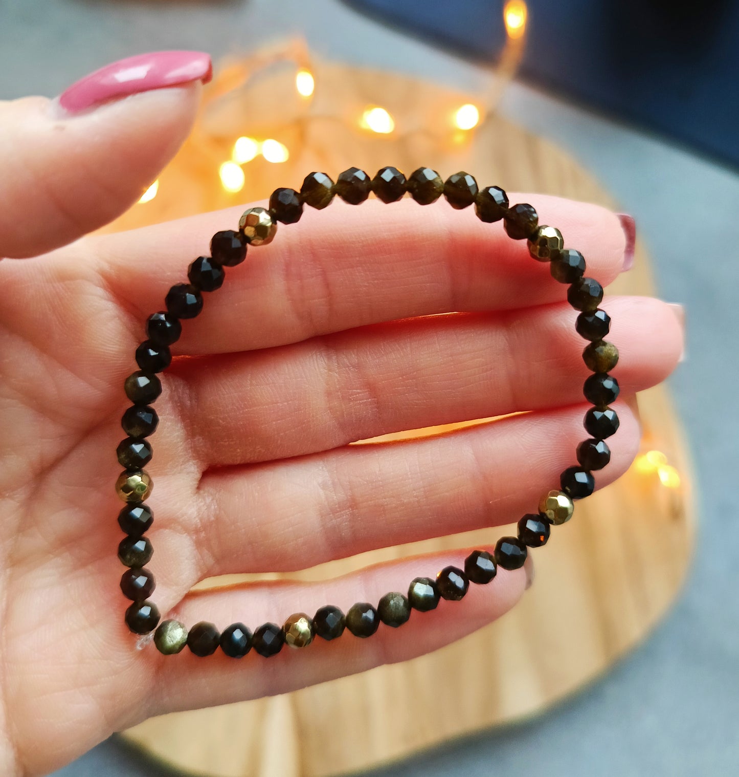 ⚫ Bransoletka „Czarna Tarcza” – obsydian & hematyt