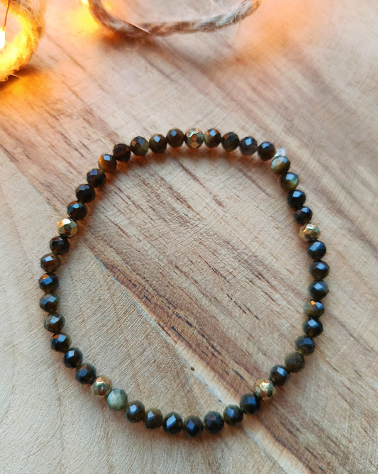 ⚫ Bransoletka „Czarna Tarcza” – obsydian & hematyt