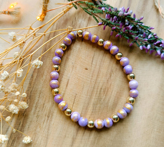 💜 Bransoletka „Fioletowa Aura Gold” – jadeit i hematyt