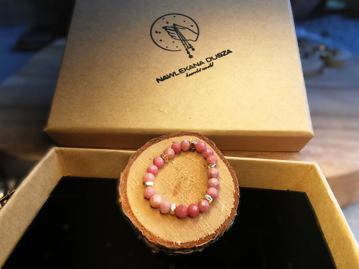 Pierścionek „Różowy Kamień Mocy” – Rodonit • Hematyt