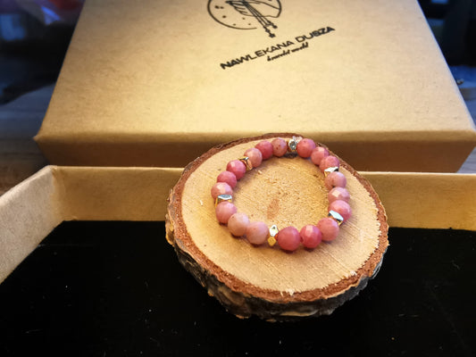 Pierścionek „Różowy Kamień Mocy” – Rodonit • Hematyt