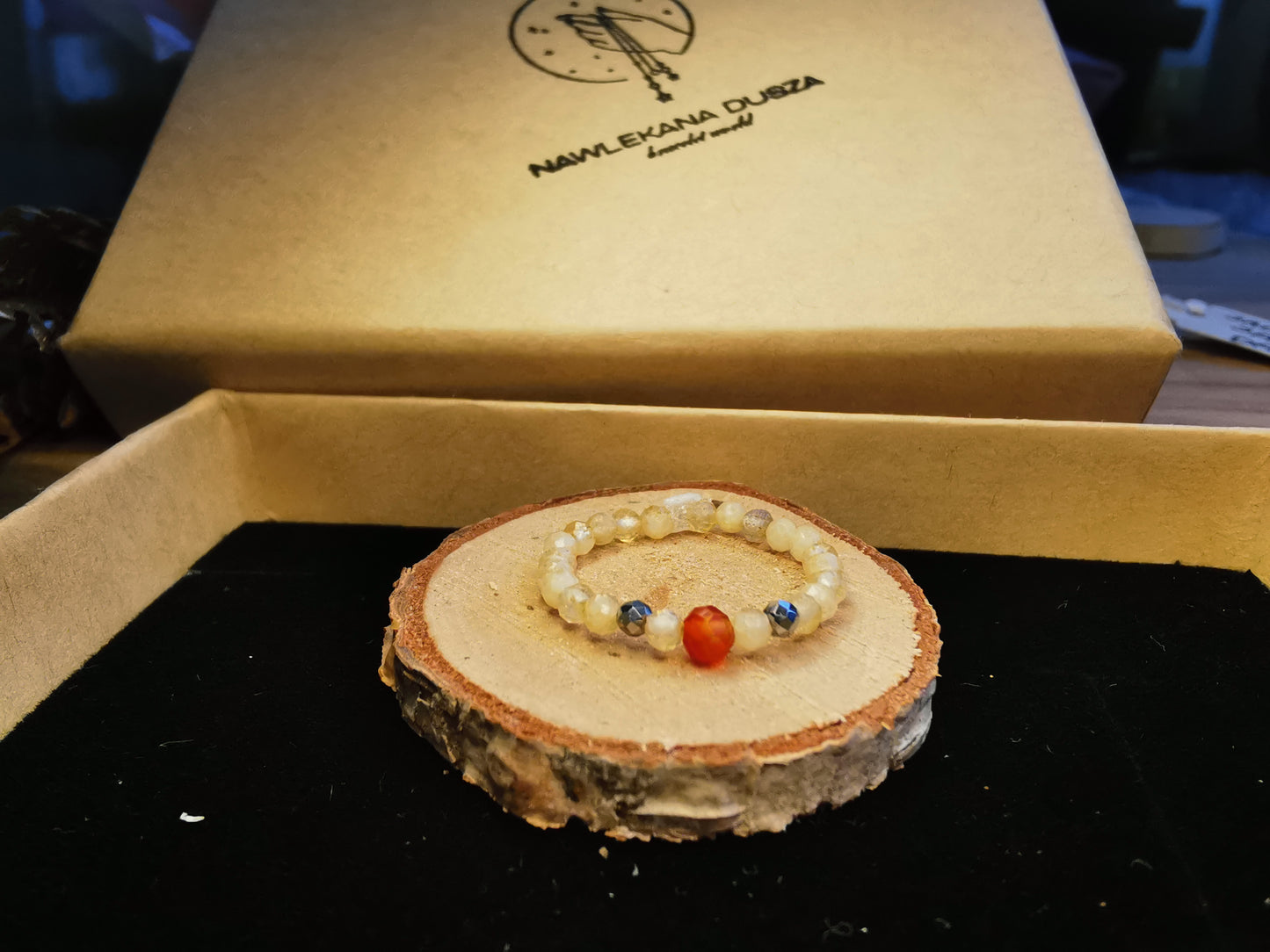 Pierścionek „Energia Słońca” – Karneol • Hematyt • Cytryn