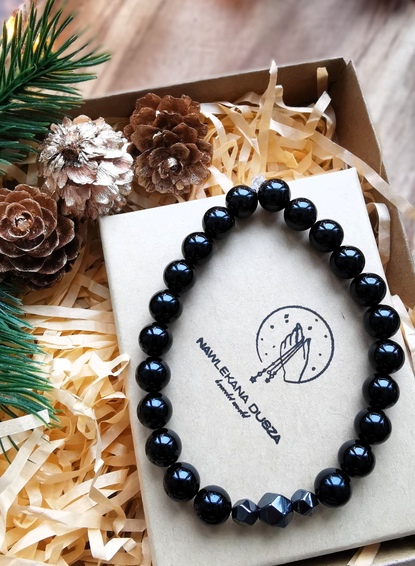 Męska bransoletka „Tourmaline Line” — turmalin • hematyt