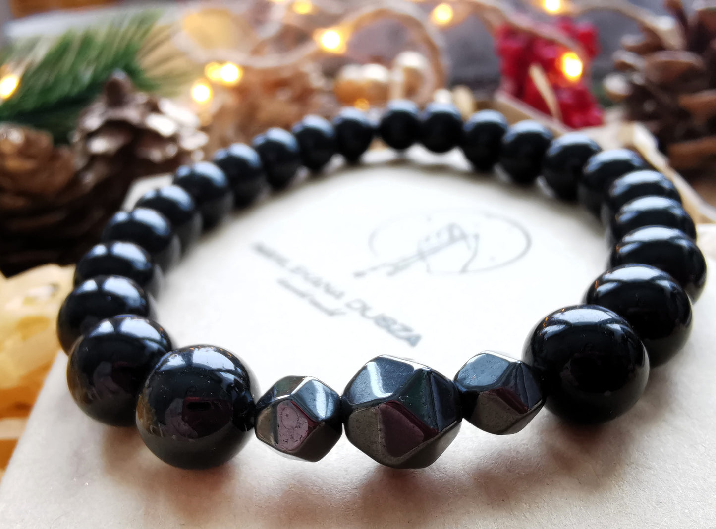 Męska bransoletka „Tourmaline Line” — turmalin • hematyt