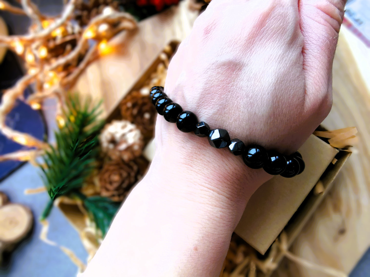 Męska bransoletka „Tourmaline Line” — turmalin • hematyt