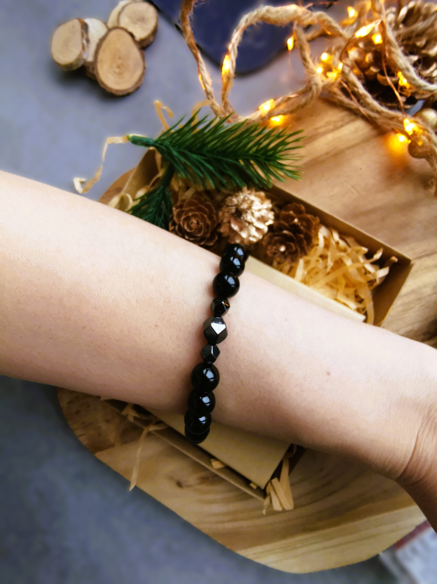 Męska bransoletka „Tourmaline Line” — turmalin • hematyt