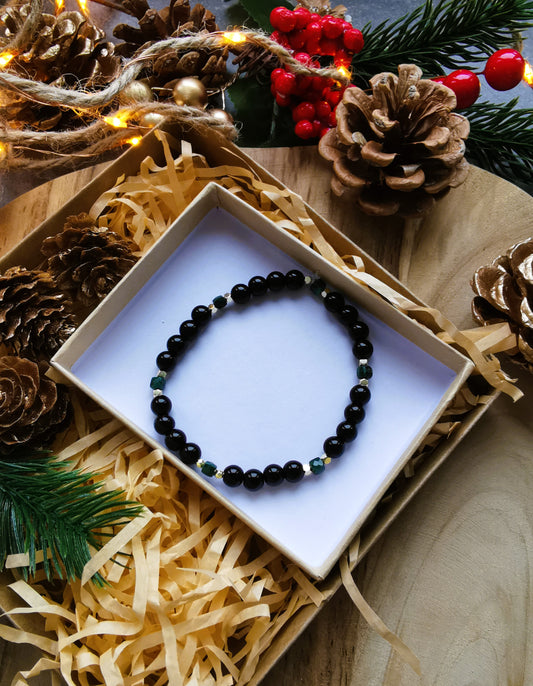 Bransoletka „Malachite Night” — agat czarny • malachit • hematyt
