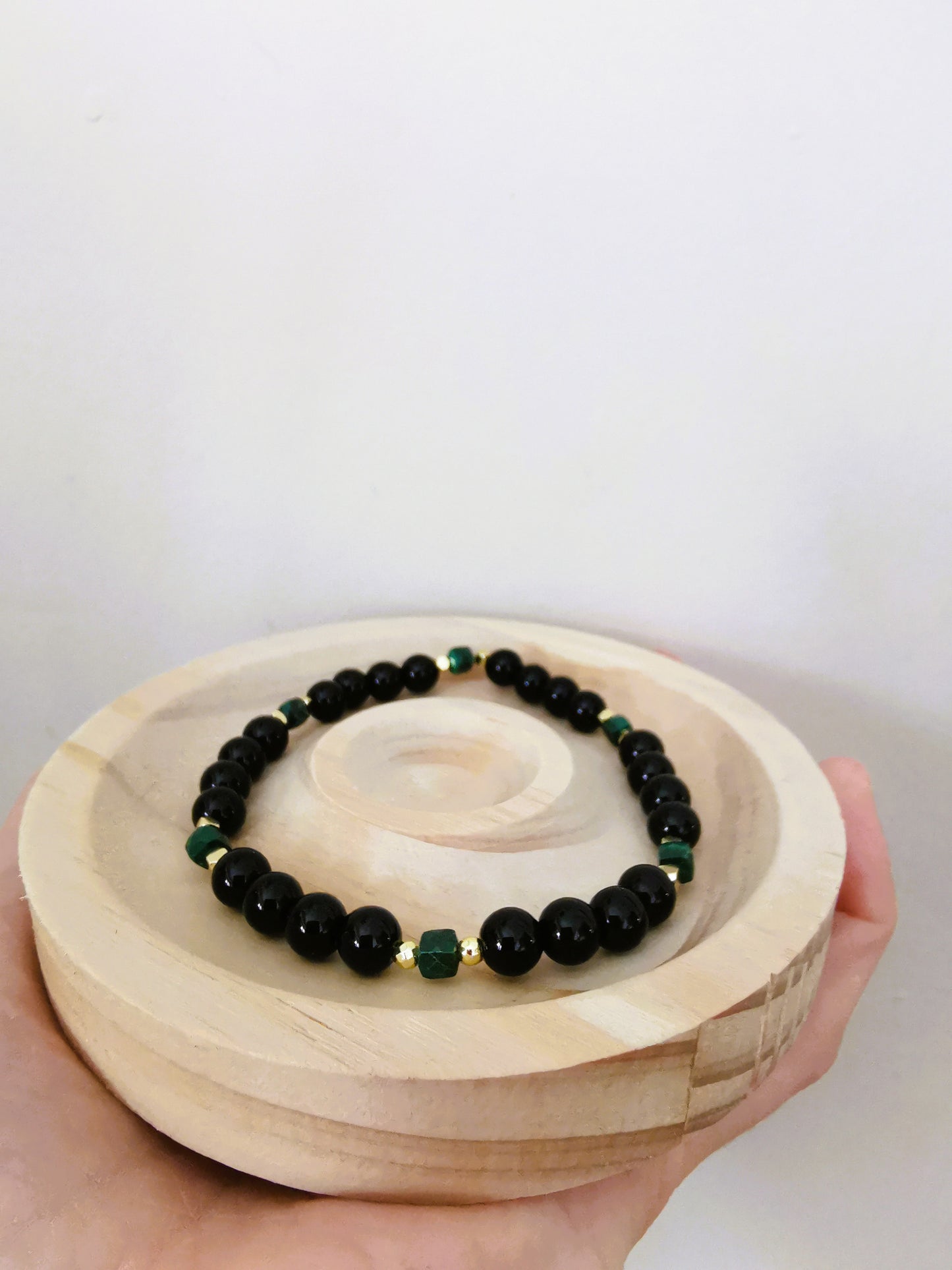 Bransoletka „Malachite Night” — agat czarny • malachit • hematyt