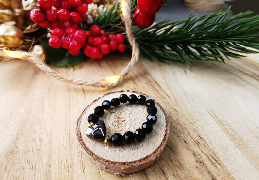 Pierścionek „Turmalinowy Minimalizm” – Turmalin • Hematyt