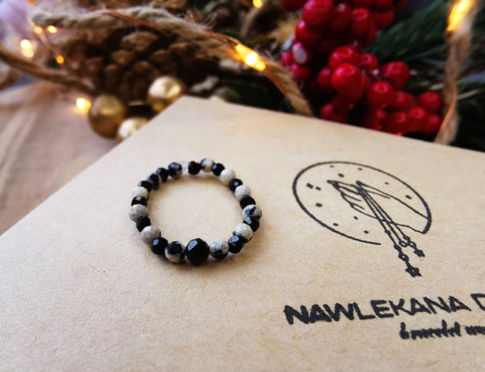 Pierścionek „Black Dalmatines” – Turmalin • Jaspis Dalmatyński