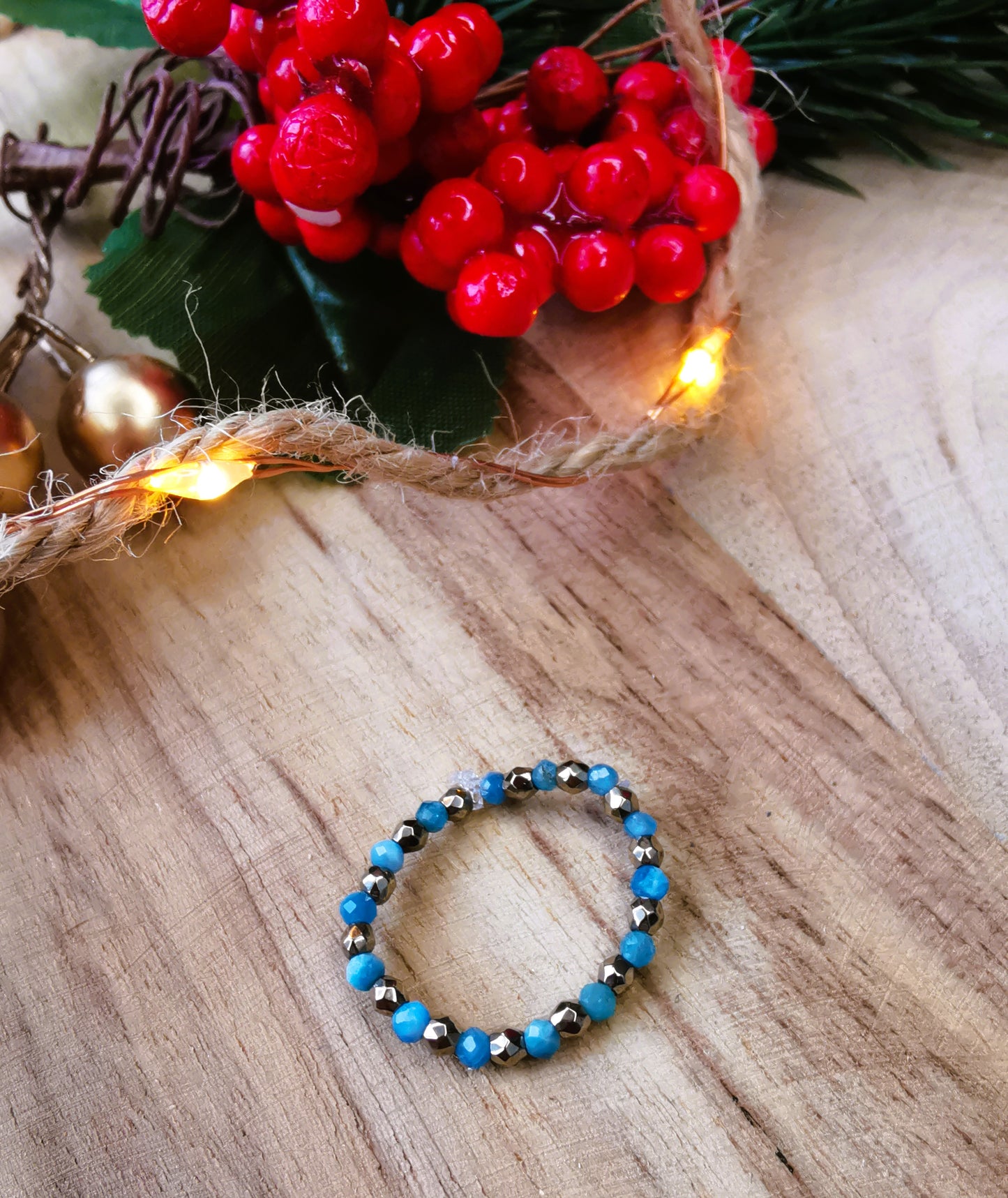 Pierścionek „Oceaniczna Siła” – Apatyt • Hematyt