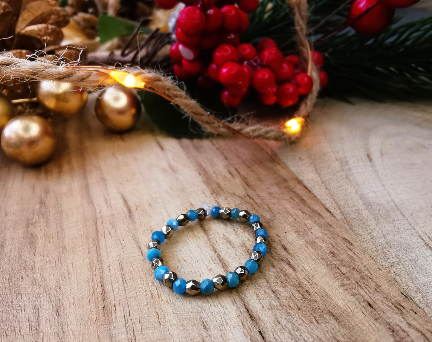 Pierścionek „Oceaniczna Siła” – Apatyt • Hematyt