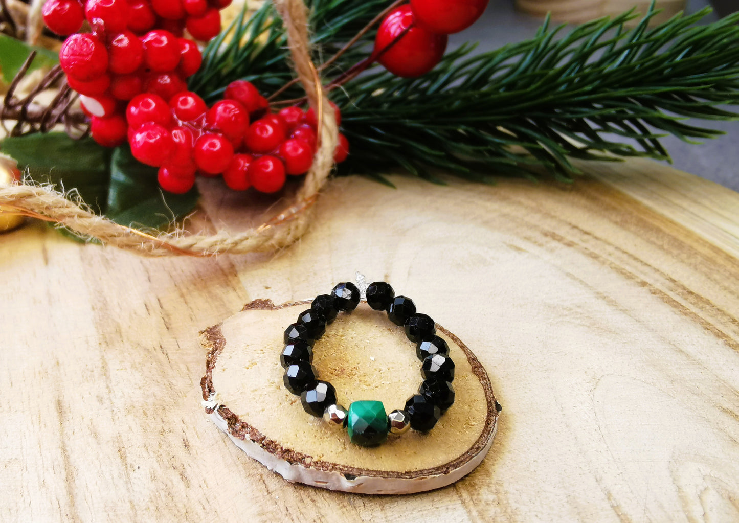 Pierścionek „Leśna Energia” – Turmalin • Malachit • Hematyt