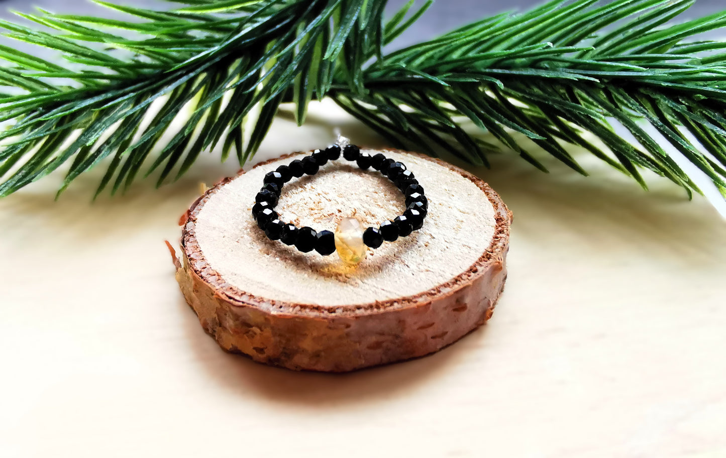 Pierścionek „Słoneczna Ochrona” – Turmalin & Cytryn ⭐