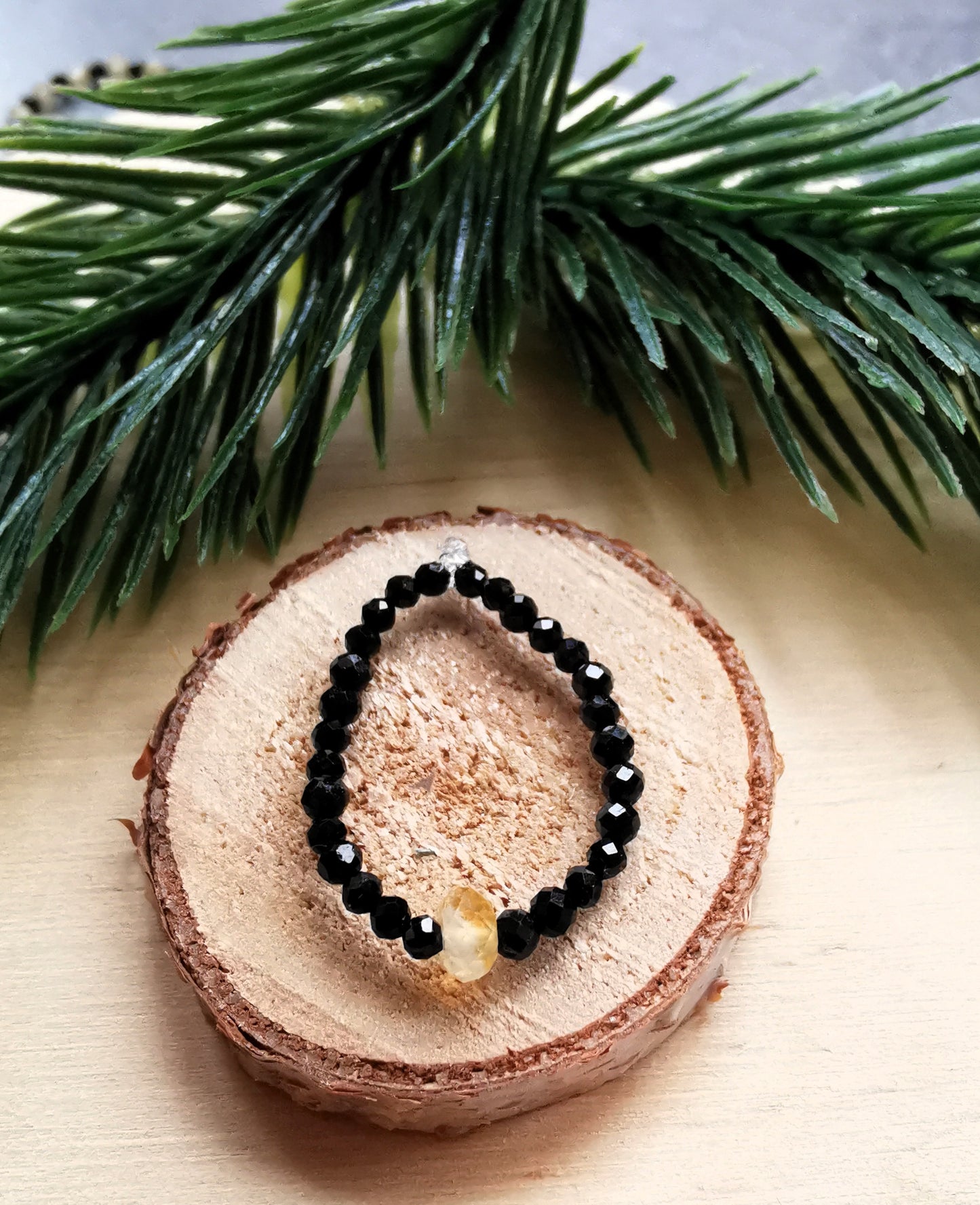 Pierścionek „Słoneczna Ochrona” – Turmalin & Cytryn ⭐