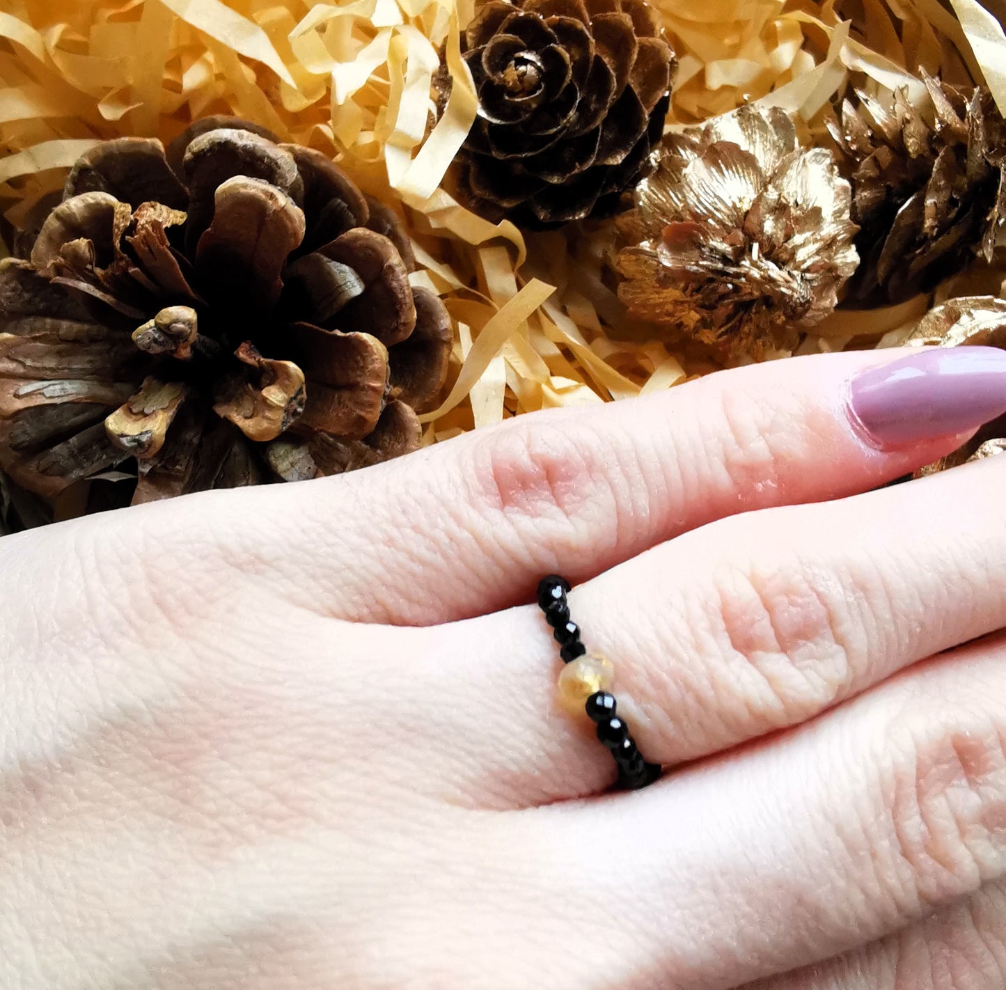 Pierścionek „Słoneczna Ochrona” – Turmalin & Cytryn ⭐