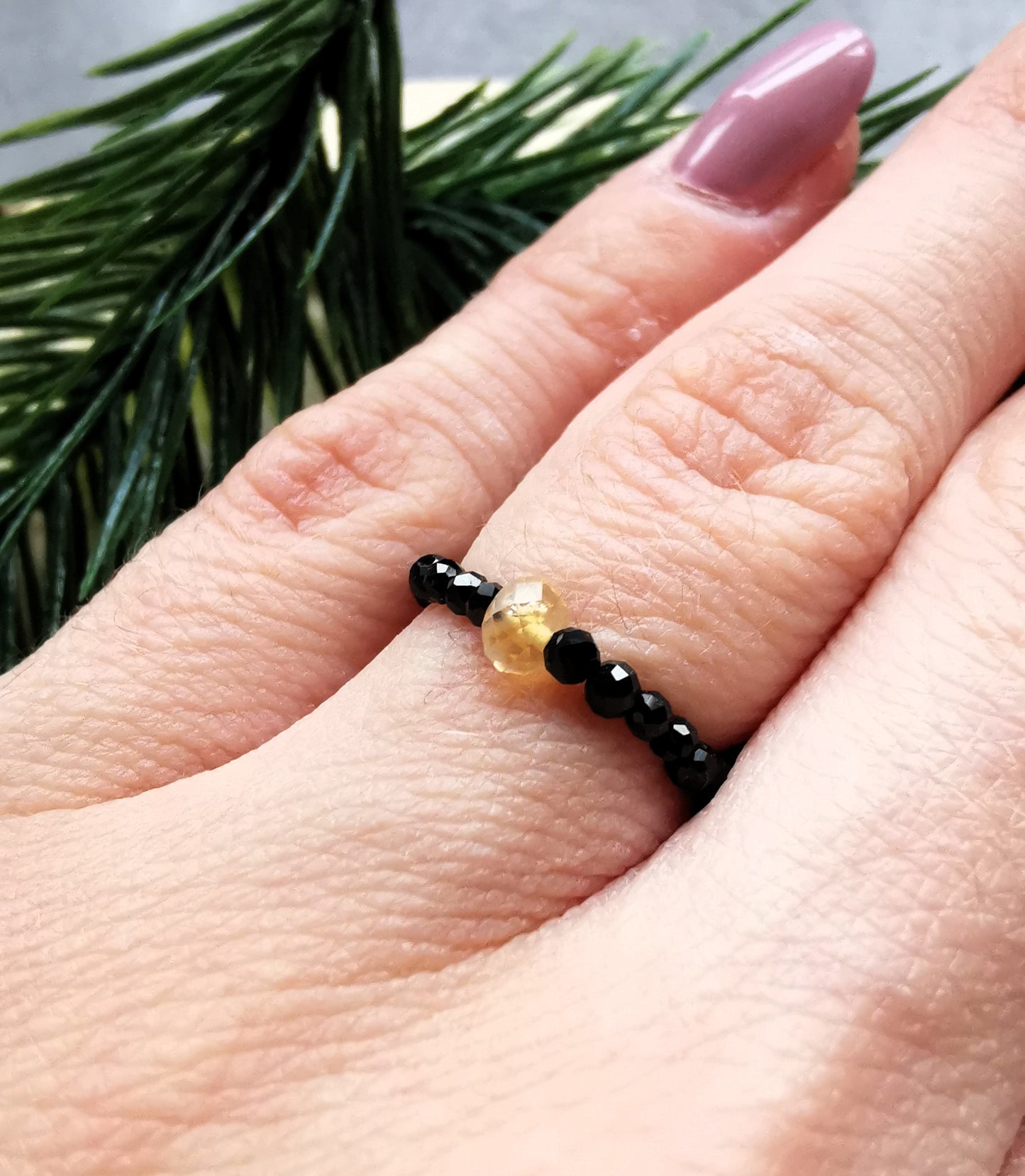 Pierścionek „Słoneczna Ochrona” – Turmalin & Cytryn ⭐