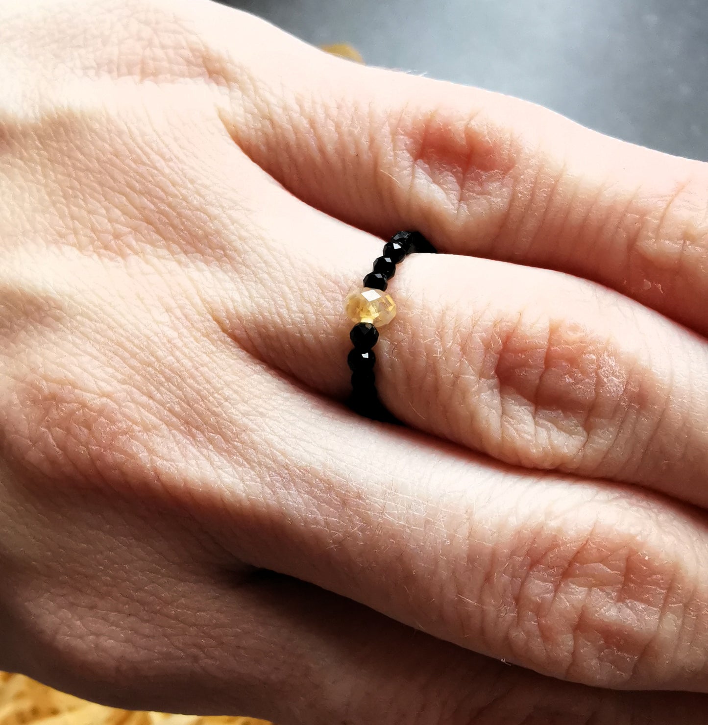 Pierścionek „Słoneczna Ochrona” – Turmalin & Cytryn ⭐