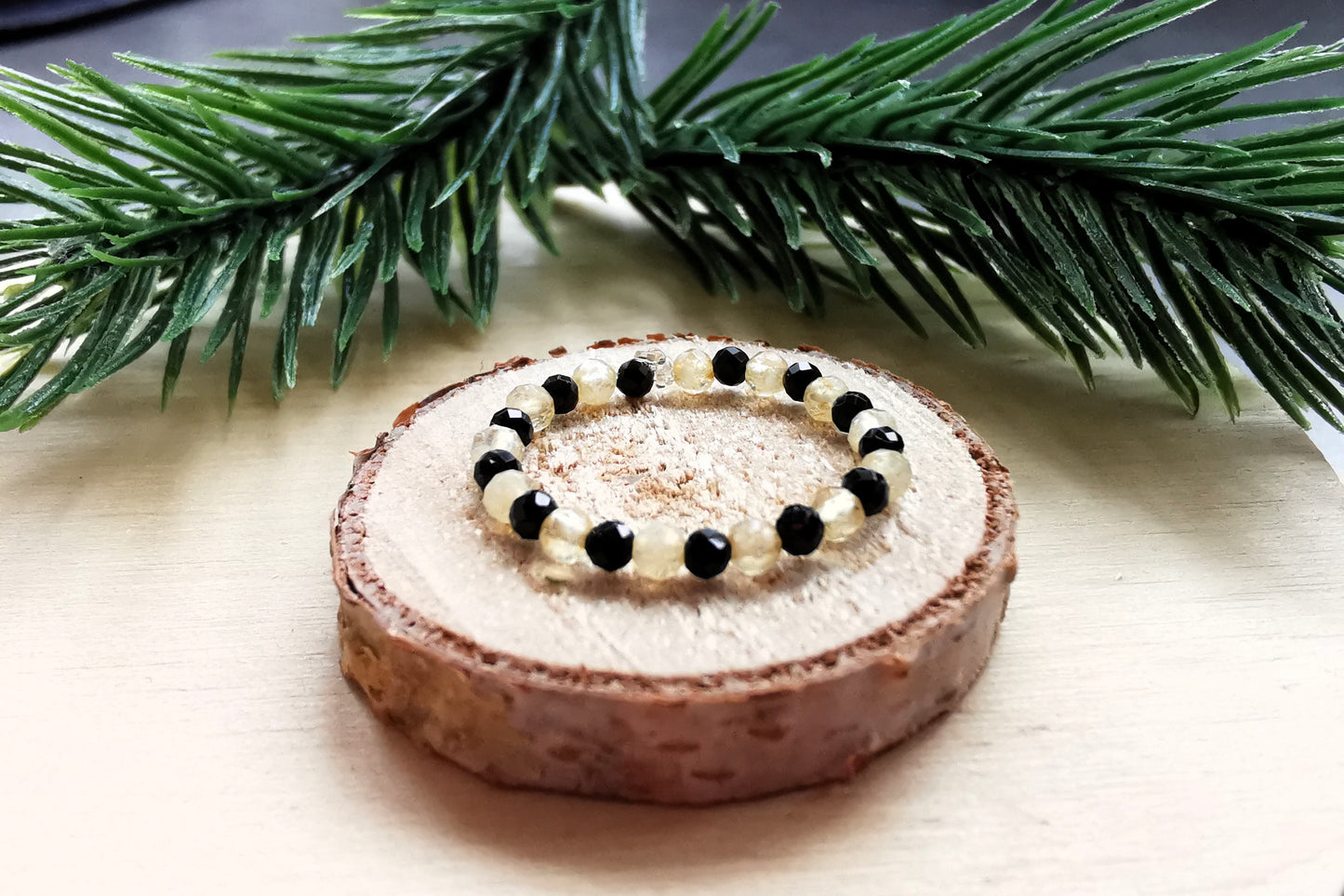 Pierścionek „Energetyczna Harmonia” – Turmalin & Cytryn Naprzemiennie