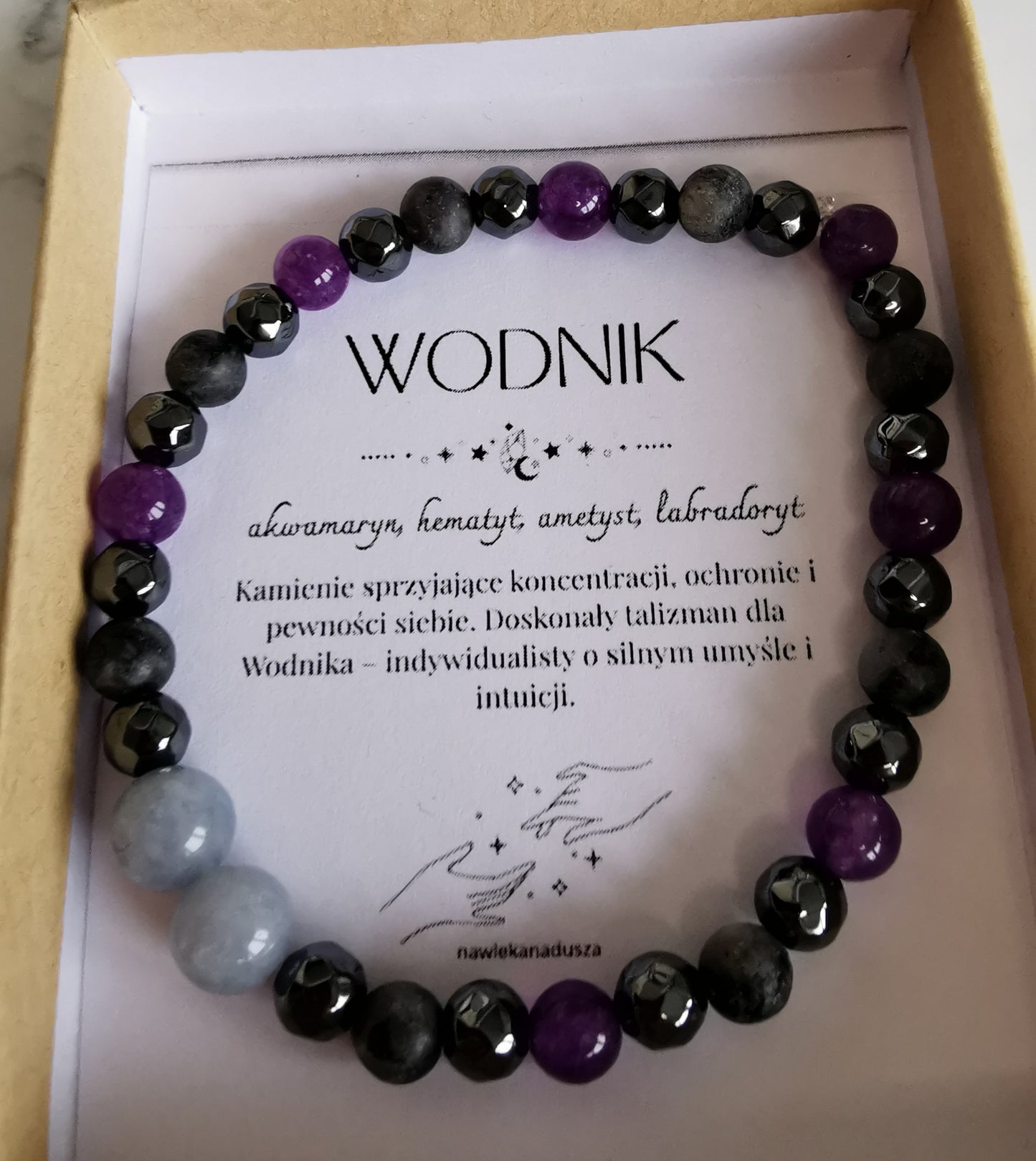 Męska bransoletka zodiakalna dla Wodnika ♒