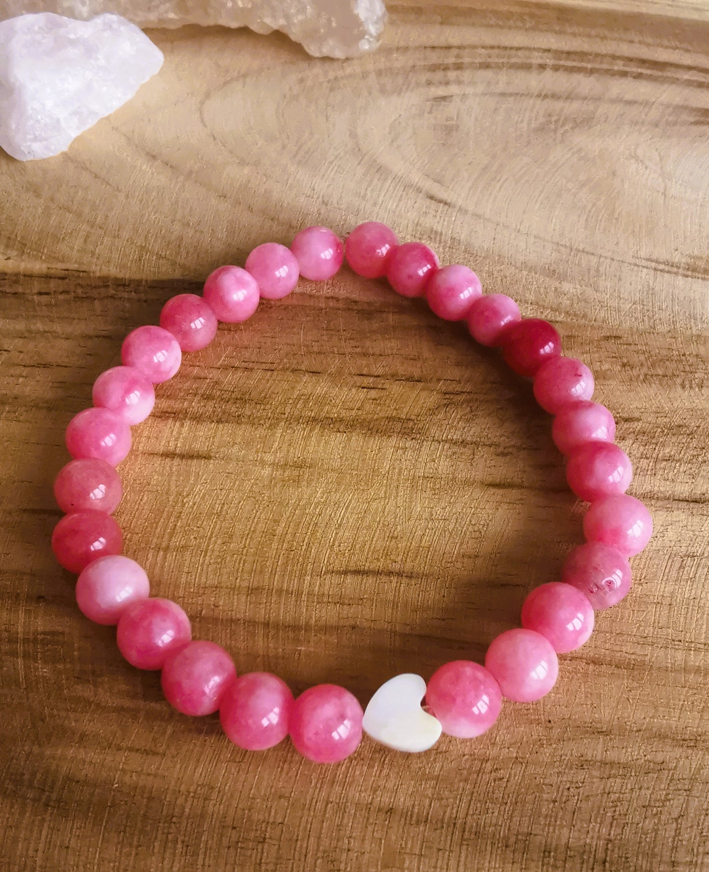 Bransoletka „Serce”  rodochrozyt & masa perłowa