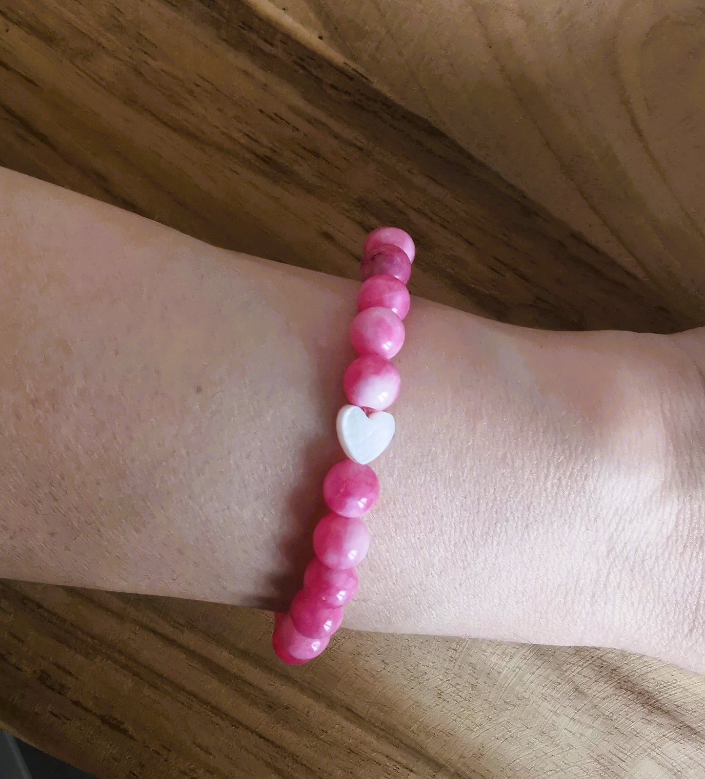 Bransoletka „Serce”  rodochrozyt & masa perłowa