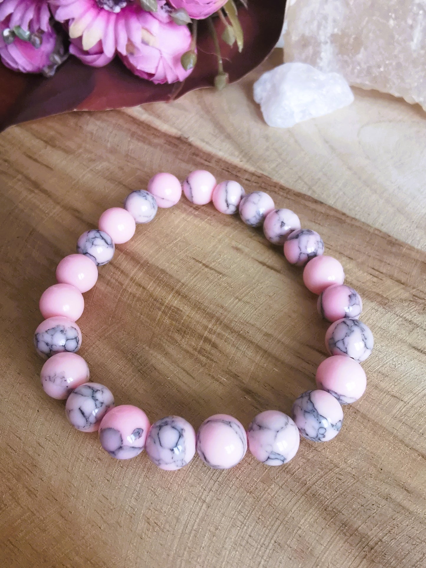 Bransoletka „Łagodność”  różowy howlit 💗